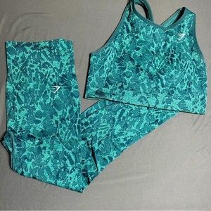 NWT Gymshark. Adapt Animal Butterfly Teal set. Leggings and sports bra together.